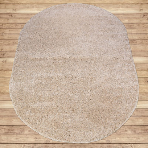 Российский овальный бежевый ковер лонж 41204